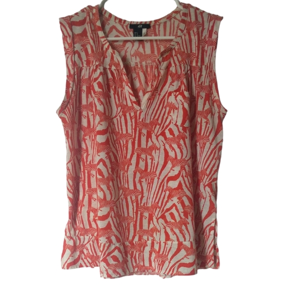 H&M Zebra Print Sleeveless V-Neck Top M - Picture 1 of 7